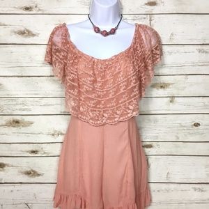 Kimchi Blue Pink Sail Away Ruffletop Romper Size S